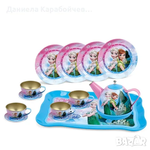 Метален сервиз за чай с поднос (на Елза и Анна от Замръзналото кралство)