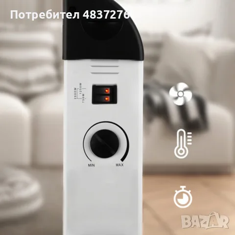 Електрически конвектор 2000 W с термостат, снимка 4 - Отоплителни печки - 56609628