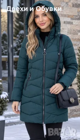 Дълго зимно яке с качулка, снимка 2 - Якета - 56599584