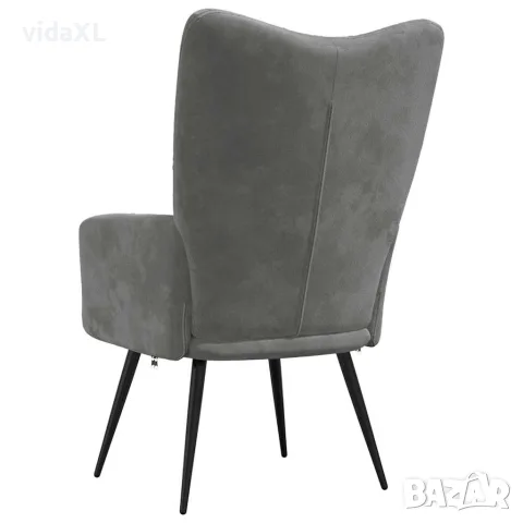 vidaXL Релаксиращ стол, тъмносив, кадифе, снимка 4 - Столове - 56146830