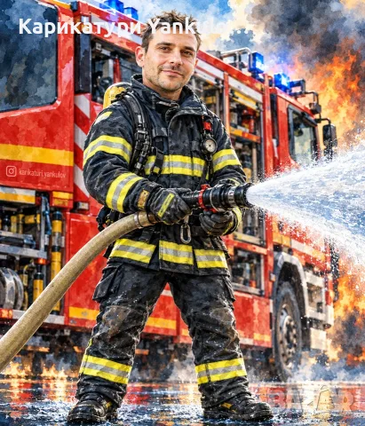 Карикатура за пожарникар🎁🚒, снимка 2 - Подаръци за мъже - 56621971