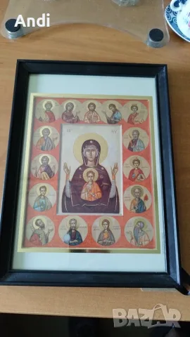 Икона „Света Богородица с пророци“ тип „Знамение“ в рамка със стъкло