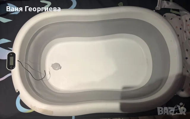 Сгъваема бебешка вана с цифров термометър, снимка 3 - За банята - 56749318
