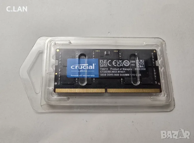 Памет 32GB DDR5 5600MT/s, SO-DIMM, Crucial CT32G56C46S5