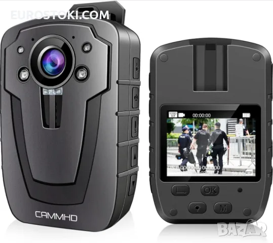 Камера за тяло CAMMHD C8, 32GB, 2K/1296P, HD Body Camera, IR нощно виждане, 3600 mah батерия