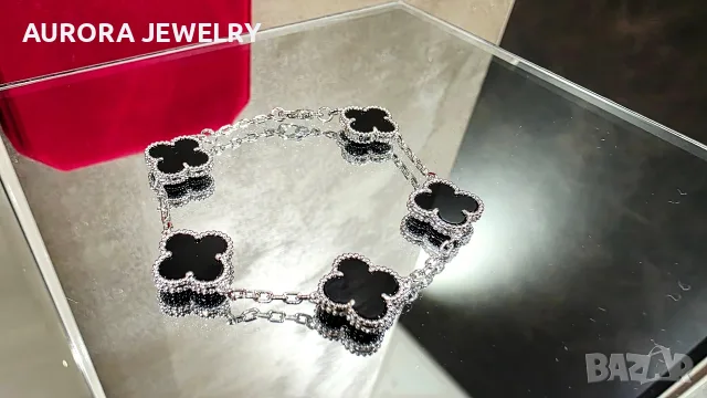 Van Cleef & Arpels VCA 5 Motifs Silver Black Onyx Vintage Alhambra Дамска Гривна
