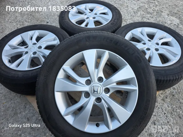 Лети джанти 16ки 5х114.3 Honda + летни гуми 215/60/16 Michelin