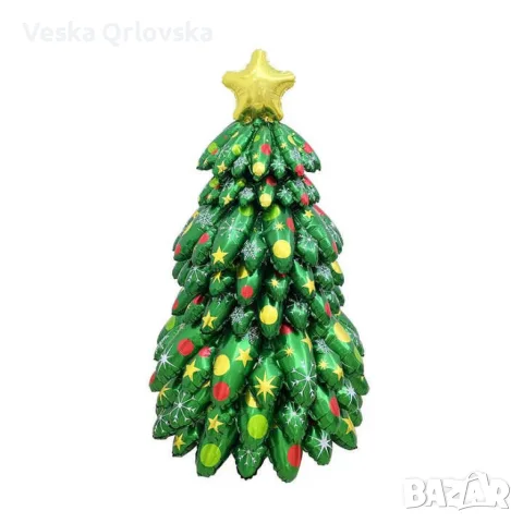 Коледни балони 9 части - 3D Коледна елха с цветни ярки акценти