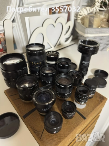 Лот Ретро Кино Обективи C-mount (Canon, Pentax, Cosmicar) - 14 части