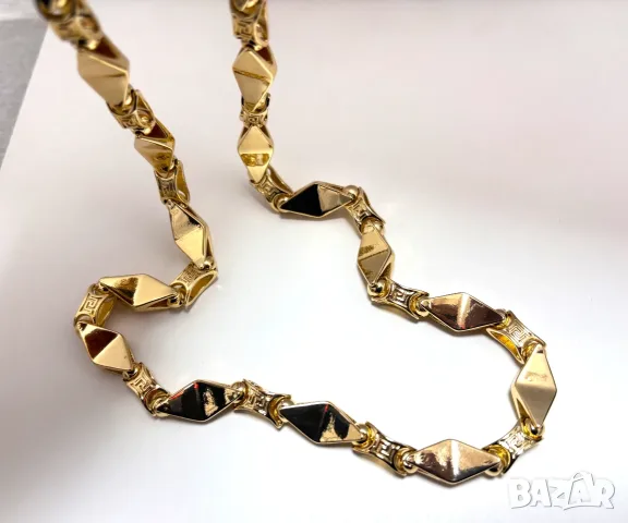 Златист Масивен Мъжки Ланец, стомана - 97,5 грама