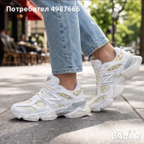 Дамски маратонки New Balance 9060 Бели с флорални мотиви