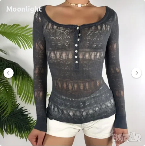 Сива ажурна блуза Aeropostale, размер XS