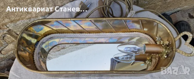 2 в 1 месингова лампа и кашпа, снимка 2 - Настолни лампи - 56713871