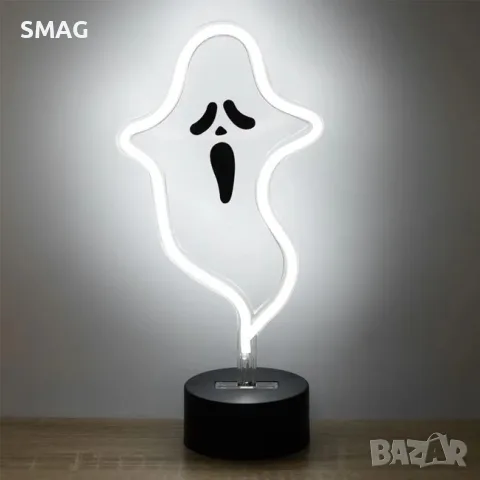 LED неонова лампа призрак бяла за Halloween декорация_1236655