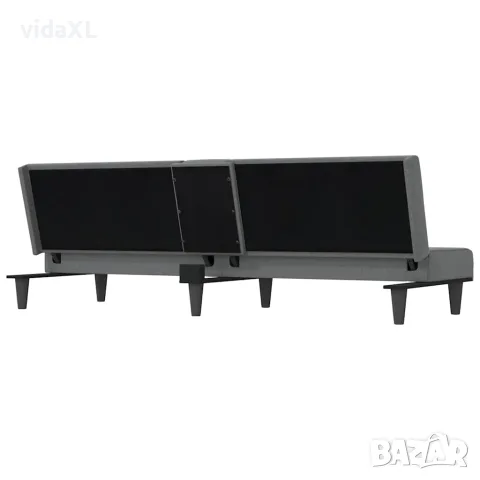 vidaXL Разтегателен диван с поставки за чаши, тъмносив, плат, снимка 7 - Дивани и мека мебел - 56147257
