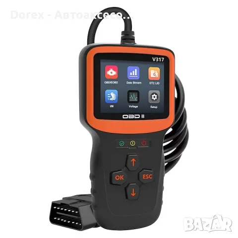 Автодиагностика V317 OBD2/EOBD с цветен LCD дисплей, 9 протокола, 8 езика, 12V