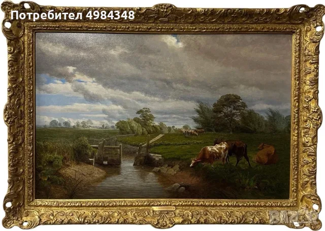 Антикварна картина с маслени бои от Хенри Бъртълс, 1853 г.