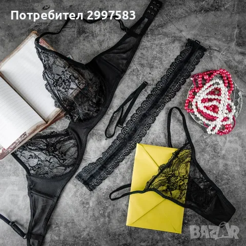 Дантелен комплект дамско бельо – 3 части, снимка 4 - Бельо - 56729492