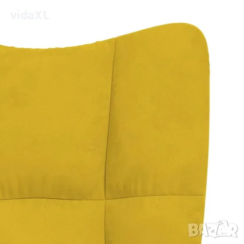 vidaXL Люлеещ се стол с табуретка, горчица, кадифе, снимка 10 - Столове - 56146922