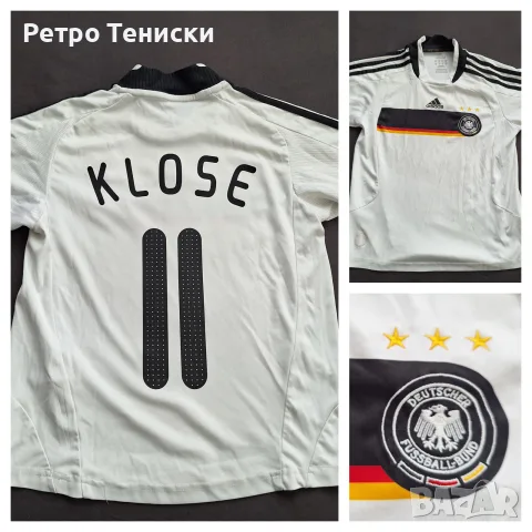 Тениска Germany — Домакински (Miroslav Klose #11) adidas — Деца размер XS Бяло (сезон 2008)