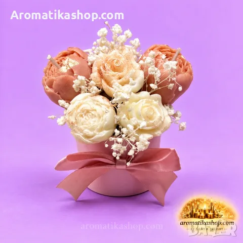 „Peach Blossom“ - Ароматен соев букет, снимка 2 - Декорация за дома - 56680374