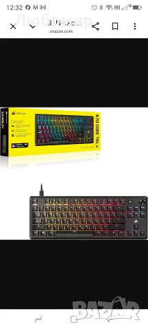 Геймърска механична клавиатура Corsair K70 CORE TKL RGB Tenkeyless – черна