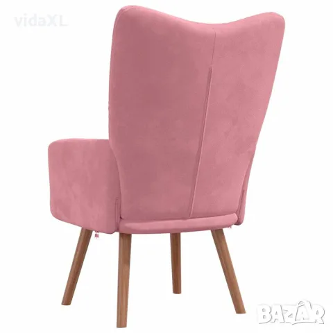 vidaXL Релакс стол, розов, кадифе, снимка 4 - Дивани и мека мебел - 56146847