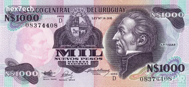 ⭐ Уругвай 1978-1992 1000 песос UNC нова ⭐, снимка 2 - Нумизматика и бонистика - 56560783