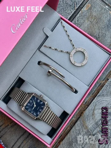Cartier ✨Дамски Часовник + Гривна + Колиe