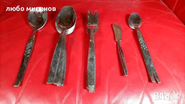 Прибори, 6 вилици, 6 лъжици, 1 салатна …19 бр, stainless steel crown brand