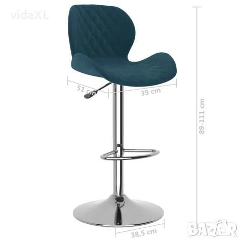 vidaXL Бар табуретки, 2 бр, сини, кадифе, снимка 9 - Столове - 56147002