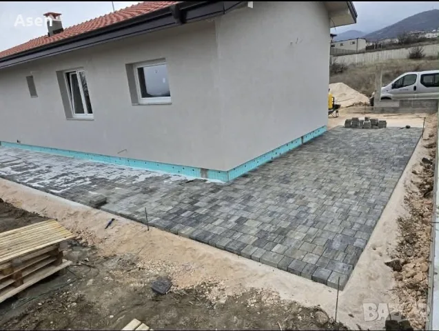 Редене на тротоарни плочки павета бордюри 