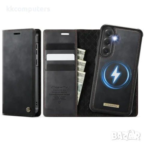Калъф CaseMe C49 за Samsung Galaxy S25 FE с Магнитен Сваляем Портфейл, RFID Защита и Скрийн Протекто