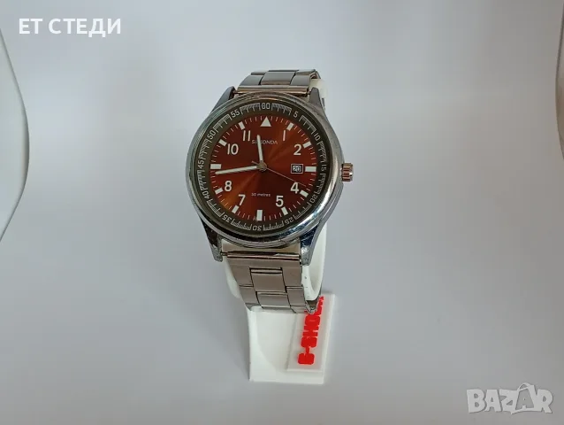 SEKONDA Мъжки стоманен часовник с японски механизъм Miyota 2115 с дата, нова батерия и нова верига