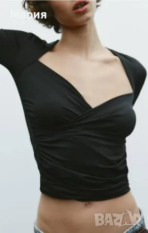 Zara черен топ размер XS, снимка 3 - Корсети, бюстиета, топове - 56645970