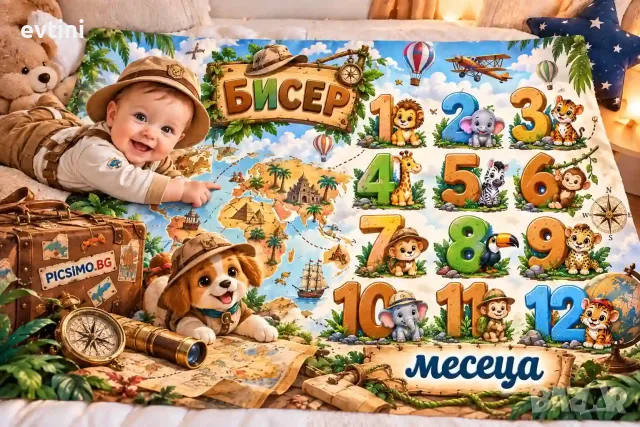 Персонализирано платно за месечинки - Сафари
