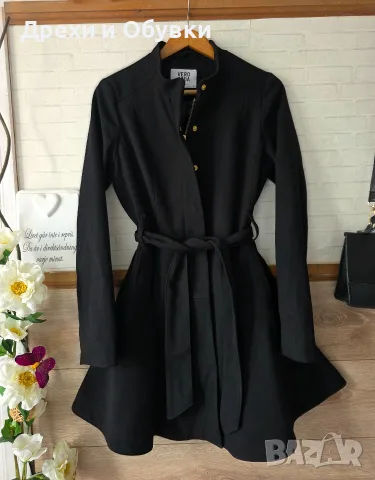 Черно разкроено палто Vero Moda, снимка 9 - Палта, манта - 56616335