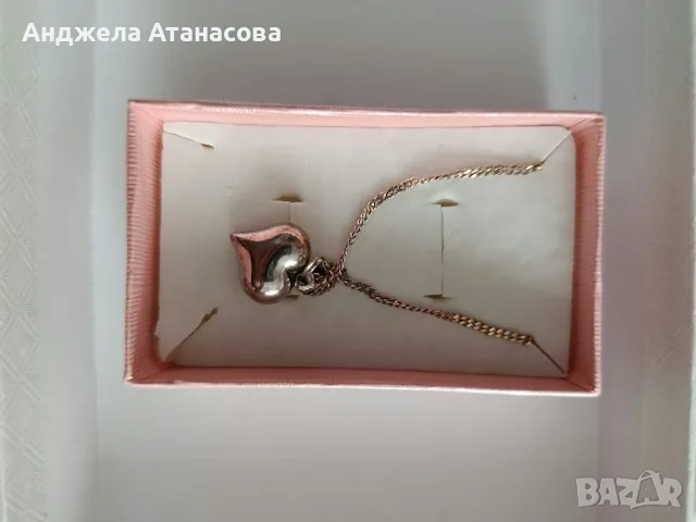 Сребърно колие с обемно сърце проба 925