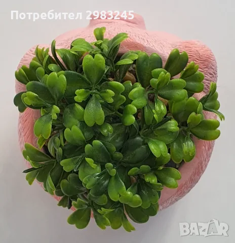 Мини саксия "Прасенце" с изкуствена трева , снимка 2 - Саксии и кашпи - 56732032