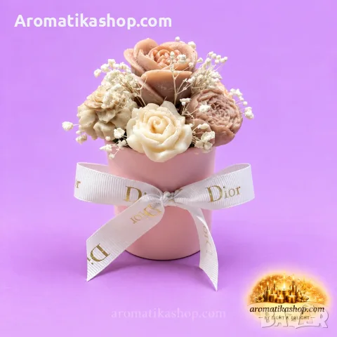 „Rosé Elegance“ - Ароматен соев букет, снимка 3 - Декорация за дома - 56680322