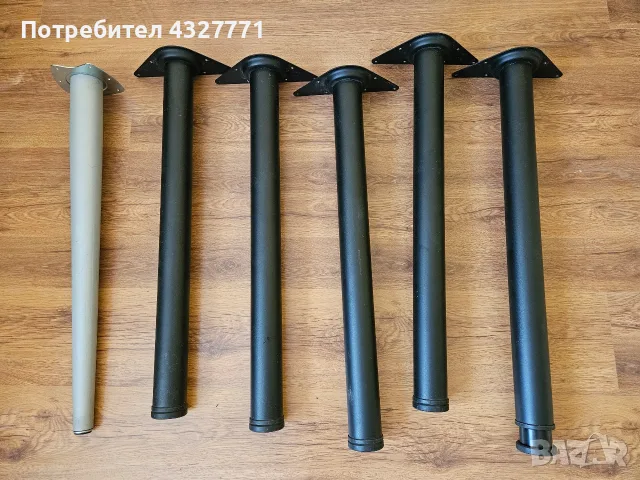 Метален крак за маса бюро мебел черен ф60 71-74 см (5 бр) и сребрист ф60-ф35 70-71 см, цена на бр