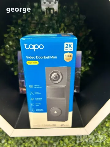 Безжична камера за наблюдение със звънец TP-Link Tapo D205, 2K 3MP, Широк ъгъл на видимост 160°