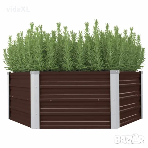 vidaXL Повдигната леха, кафява, 129x129x45 см, поцинкована стомана