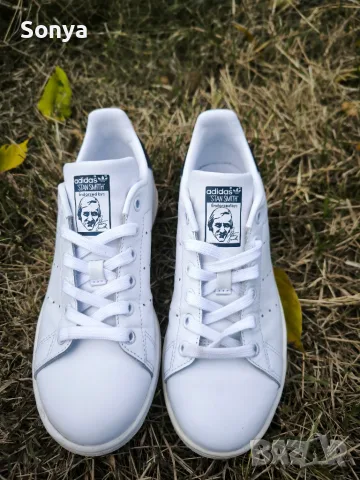Adidas Stan Smith Core White/Navy Blue - Real Leather (Size 37 1/3