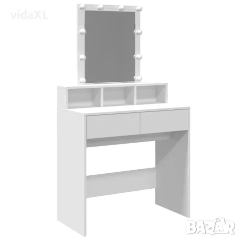 vidaXL Тоалетка с LED, бяла, 80x41x144,5 см