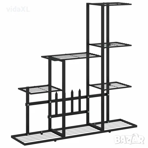 vidaXL Цветарник, 94,5x25x88 см, черен, метал