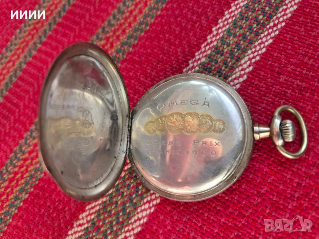 Сребърен джобен часовник Omega , снимка 3 - Антикварни и старинни предмети - 56634425