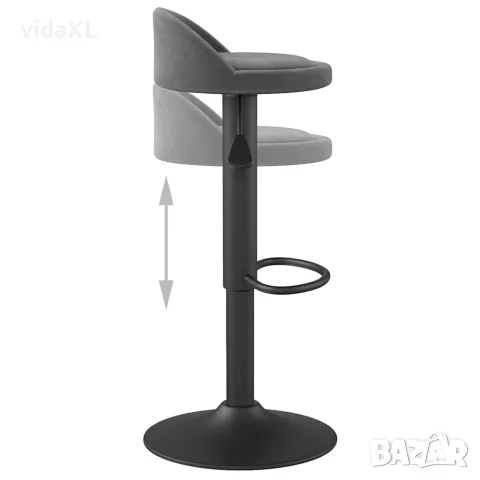 vidaXL Бар табуретки, 2 бр, тъмносиви, кадифе, снимка 8 - Столове - 56147033