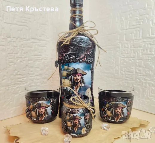 Ръчно Украсени Бутилки и чаши, снимка 7 - Други - 16565823