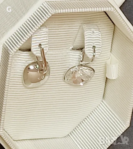 Swarovski sylver-tone crystal drop обеци, снимка 8 - Обеци - 56558109
